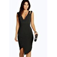 Cut Out Asymmetric Bodycon Dress - black