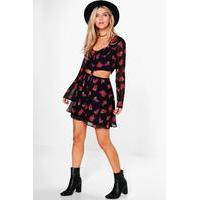 cutout button skater dress black