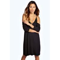 Cut Out Swing Dress - black