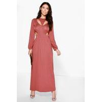 cut out split side maxi dress chestnut