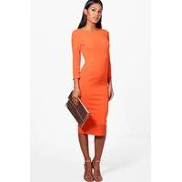 curve low back midi dress orange