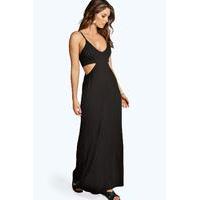 Cut Out Strappy Maxi Dress - black