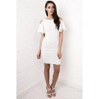 Cut-Out Shoulder Dress in White