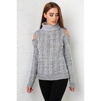 cut out shoulder jumper in grey