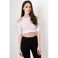 cut out halter neck crop top in pink