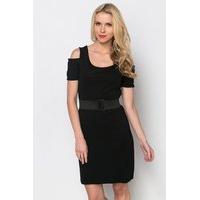 Cut Out Shoulder Belted Dress