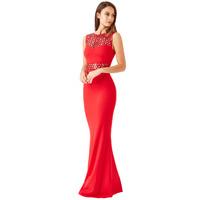 Cut Out Sequin Maxi Dress - Red