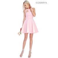 Cut Out Structured Skater Dress - Pink