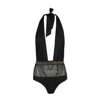 CUBA - Black Swimsuit with Mesh and Gold Studs Detail