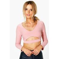 Cut Out Front Tie Back Crepe Top - dusky pink