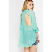 Cut Out Back Dip Hem Blouse