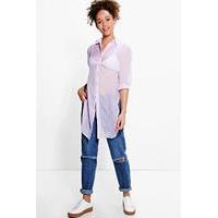 Curve Hem Oversized Boyfriend Shirt - lilac