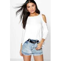 Cut Out Shoulder Top - white