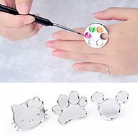 Cute Nail Art Metal Finger Ring Palette Mixing Acrylic Gel Polish Painting Drawing Color Paint Dish Manicure Tools