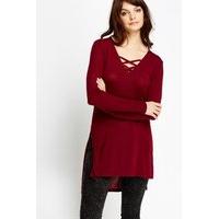 cut out front burgundy top