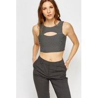Cut Out Front Polka Dot Crop Top