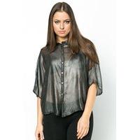 Cut-Out Back Metallic Batwing Blouse