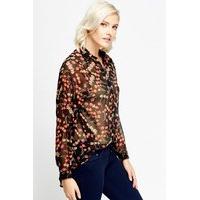 Cut Back Floral Mesh Blouse