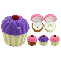 Cupcake Shaped Velvet Jewellery Box - 3 Colours