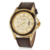CURREN Men\'s Calendar Round Dial Pu Leather Band Quartz Analog Wrist Watch (Assorted Colors) Cool Watch Unique Watch