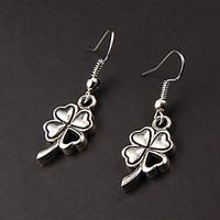 Cute Clover Silver Alloy Earrings(1 Pair)