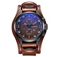 curren men watch leisure wide strap leather quartz wristwatch military ...