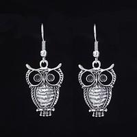 Cute Owl Silver Alloy Earrings (1 Pair)