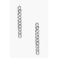 Curb Chain Stud Drop Earrings - silver