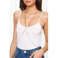 curb chain cross over body chain silver