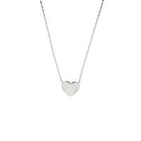 Cubic Zirconia Necklace Pave Set Heart Silver