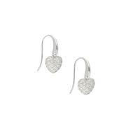 Cubic Zirconia Earrings Heart Drops Silver