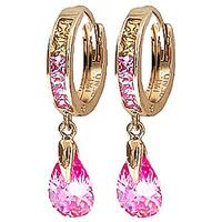 Cubic Zirconia Droplet Huggie Earrings 5.68ctw in 9ct Gold