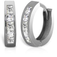 Cubic Zirconia Huggie Earrings 1.58ctw in 9ct White Gold