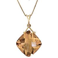 Cushion Cut Citrine Pendant Necklace 8.75ct in 9ct Gold