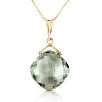 Cushion Cut Green Amethyst Pendant Necklace 8.75ct in 9ct Gold