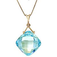 Cushion Cut Blue Topaz Pendant Necklace 8.75ct in 9ct Gold