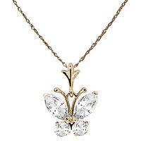 cubic zirconia butterfly pendant necklace 15ctw in 9ct gold