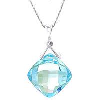 Cushion Cut Blue Topaz Pendant Necklace 8.75ct in 9ct White Gold