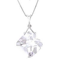 Cushion Cut White Topaz Pendant Necklace 8.75ct in 9ct White Gold