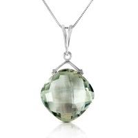 Cushion Cut Green Amethyst Pendant Necklace 8.75ct in 9ct White Gold