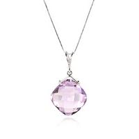 Cushion Cut Amethyst Pendant Necklace 8.75ct in 9ct White Gold