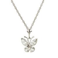 Cubic Zirconia Butterfly Pendant Necklace 1.5ctw in 9ct White Gold