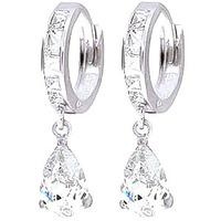 Cubic Zirconia Droplet Huggie Earrings 5.7ctw in 9ct White Gold