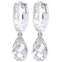 Cubic Zirconia Droplet Huggie Earrings 11.1ctw in 9ct White Gold