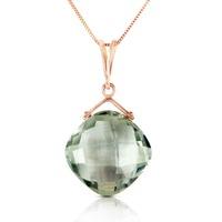 Cushion Cut Green Amethyst Pendant Necklace 8.75ct in 9ct Rose Gold