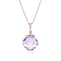 Cushion Cut Amethyst Pendant Necklace 8.75ct in 9ct Rose Gold