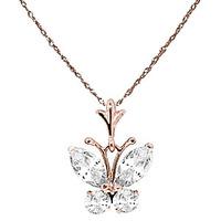 Cubic Zirconia Butterfly Pendant Necklace 1.5ctw in 9ct Rose Gold