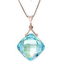 Cushion Cut Blue Topaz Pendant Necklace 8.75ct in 9ct Rose Gold