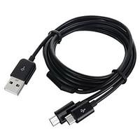 Cwxuan Universal USB 2.0 to 2 Micro USB Male Data Sync / Charging Cable for Tablet / Mobile Phone (100cm)
