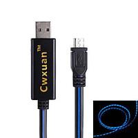 Cwxuan EL Visible Flowing Blue Light Micro USB Data Sync / Charging Cable for Samsung / HTC